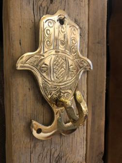 Brass goudkoperen handdoek haakje Fatima