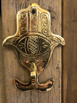 Brass goudkoperen handdoek haakje Fatima