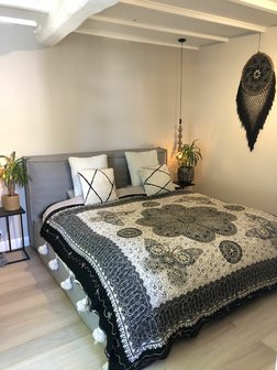 Bohemian blanket (225x250cm) met gouddraad - bedcover - wallhanging - beach towel