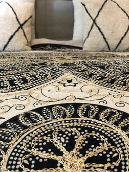Bohemian blanket (225x250cm) met gouddraad - bedcover - wallhanging - beach towel