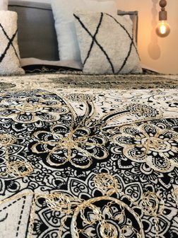 Bohemian blanket (225x250cm) met gouddraad - bedcover - wallhanging - beach towel