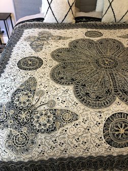 Bohemian blanket (225x250cm) met gouddraad - bedcover - wallhanging - beach towel