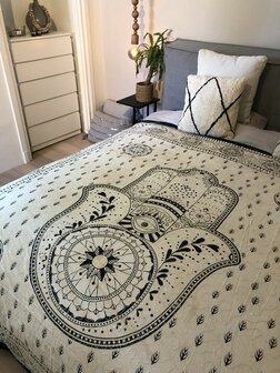 Bohemian blanket (210x220cm) met gouddraad - bedcover - wallhanging - beach towel