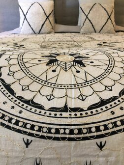 Bohemian blanket (210x220cm) met gouddraad - bedcover - wallhanging - beach towel