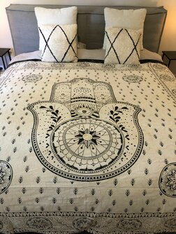 Bohemian blanket (210x220cm) met gouddraad - bedcover - wallhanging - beach towel