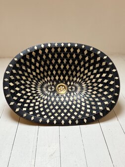 XL Marokkaanse brass waskom met camelbone  43x55cm
