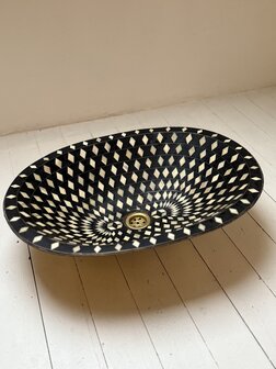 XL Marokkaanse brass waskom met camelbone  43x55cm
