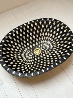 XL Marokkaanse brass waskom met camelbone  43x55cm
