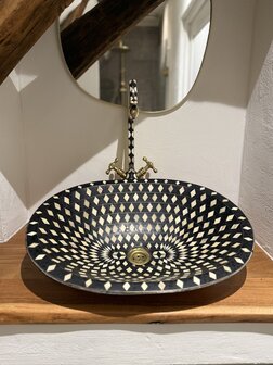 XL Marokkaanse brass waskom met camelbone  43x55cm