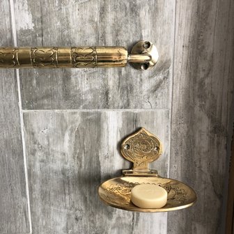 Brass handdoekhouder - Handgemaakt in Marokko - goudkleurig - 36cm