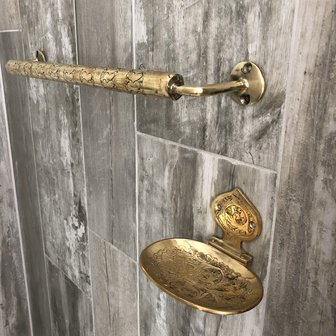 Brass handdoekhouder - Handgemaakt in Marokko - goudkleurig - 36cm