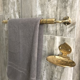 Brass handdoekhouder - Handgemaakt in Marokko - goudkleurig - 36cm