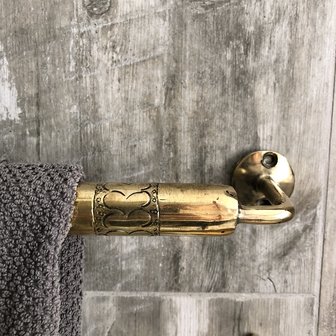 Brass handdoekhouder - Handgemaakt in Marokko - goudkleurig - 36cm