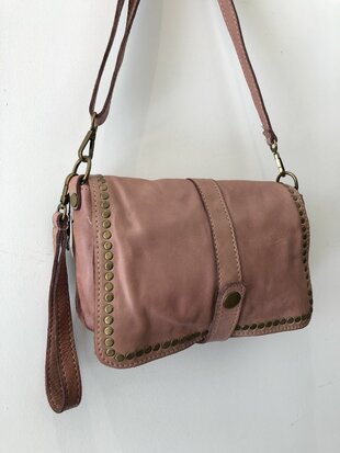 Rebel in oud rose - 100% leren schoudertas - made in Italy
