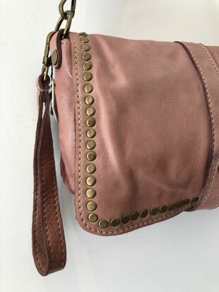 Rebel in oud rose - 100% leren schoudertas - made in Italy