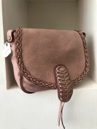 Beau Boho in oud rose - 100% leren schoudertas - made in Italy