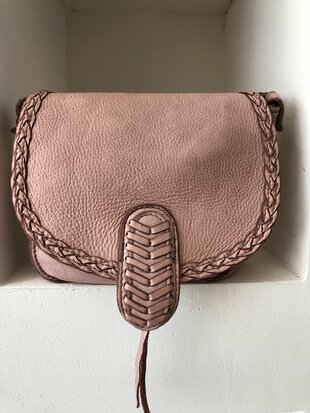 Beau Boho in oud rose - 100% leren schoudertas - made in Italy