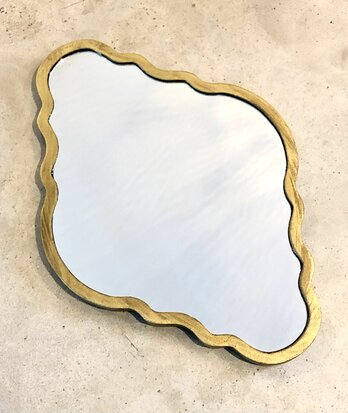Oosterse spiegel met geborstelde gouden lijst 