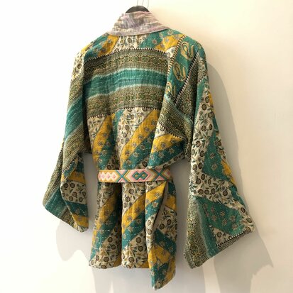 Kantha kimono jas reversible - aan twee kanten draagbaar - free size