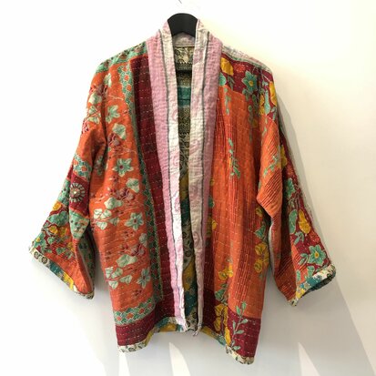 Kantha kimono jas reversible - aan twee kanten draagbaar - free size