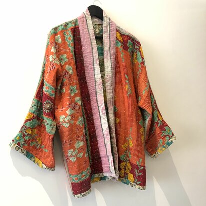 Kantha kimono jas reversible - aan twee kanten draagbaar - free size