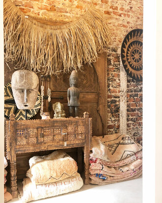 Raffia muurhanger Twins 150cm
