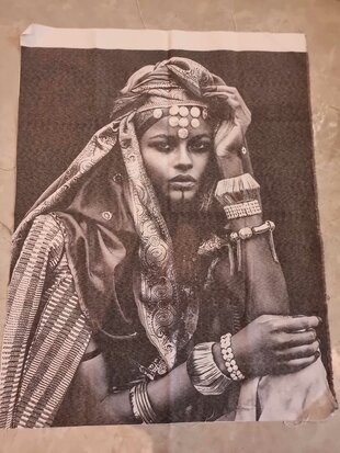 Wandkleed Berber woman grove katoen