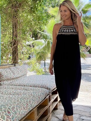 Gypset - lange halterjurk met pailletjes en kraaltjes - 100% rayon