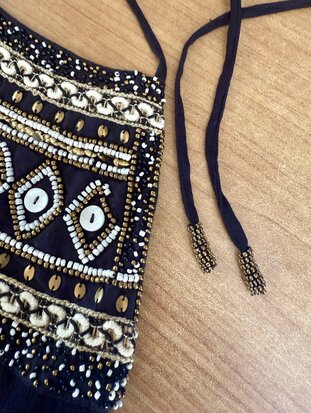Gypset - lange halterjurk met pailletjes en kraaltjes - 100% rayon