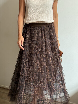 Rocking Ballerina tule rok Brown Leopard animal print