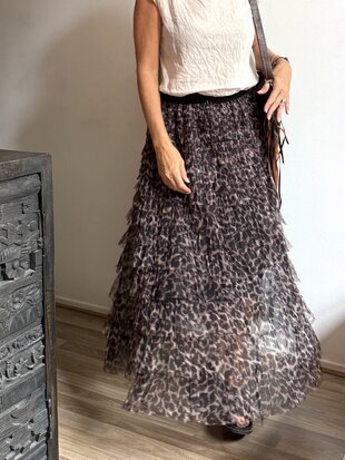 Rocking Ballerina tule rok Black White Leopard animal print