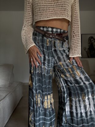 Tye Dye broek met split Blauw/Grijs
