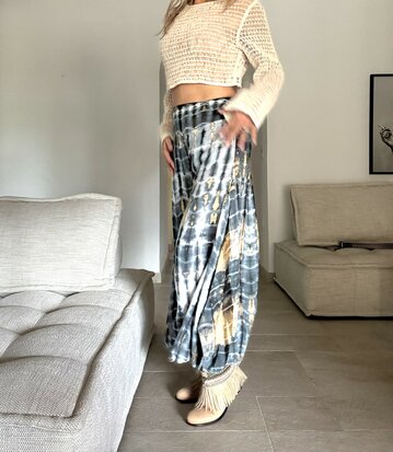 Tye Dye broek met split Blauw/Grijs