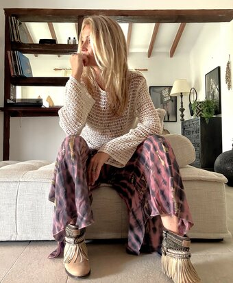 Tye Dye broek met split Rose