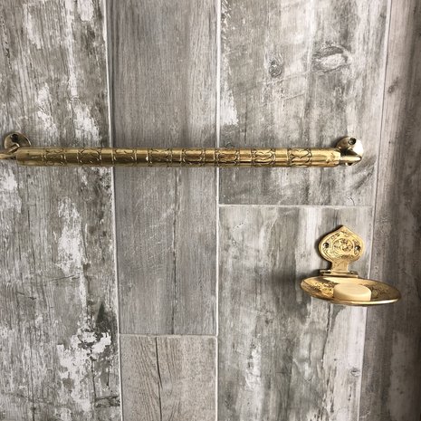 Brass handdoekhouder - Handgemaakt in Marokko - goudkleurig - 57cm