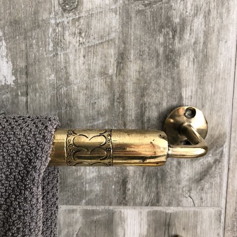 Brass handdoekhouder - Handgemaakt in Marokko - goudkleurig - 57cm