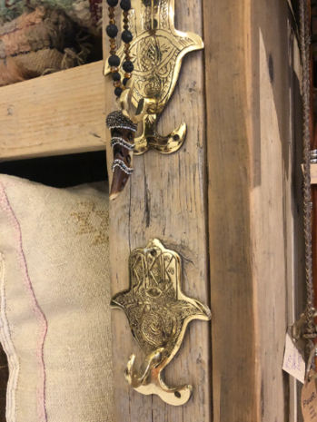 Brass goudkoperen handdoek haakje Fatima
