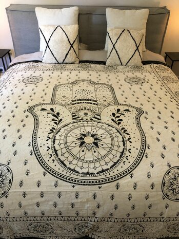 Bohemian blanket (210x220cm) met gouddraad - bedcover - wallhanging - beach towel