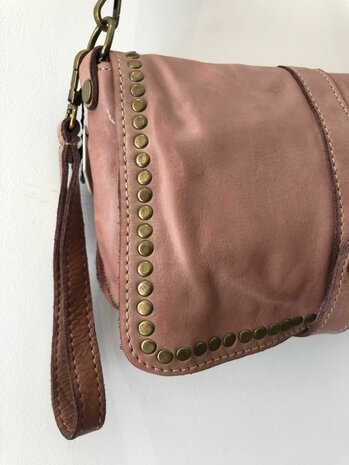 Rebel in oud rose - 100% leren schoudertas - made in Italy