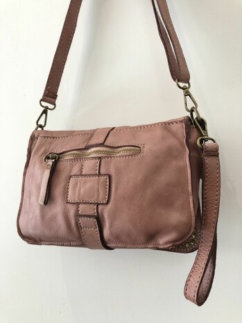 Rebel in oud rose - 100% leren schoudertas - made in Italy