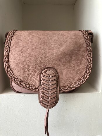 Beau Boho in oud rose - 100% leren schoudertas - made in Italy