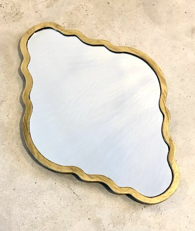 Oosterse spiegel met geborstelde gouden lijst 