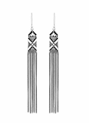 Ona tassel oorbellen white brass - Nakila Collective