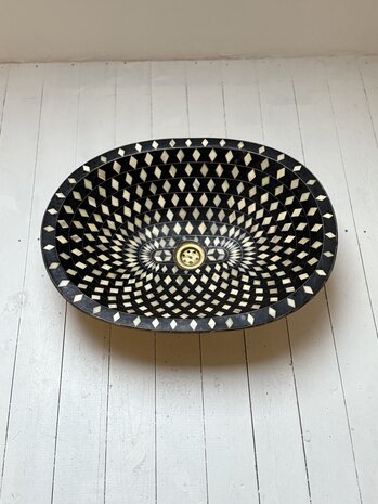 XL Marokkaanse brass waskom met camelbone  43x55cm