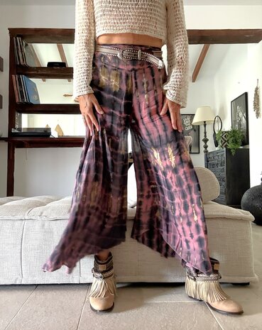 Tye Dye broek met split Rose