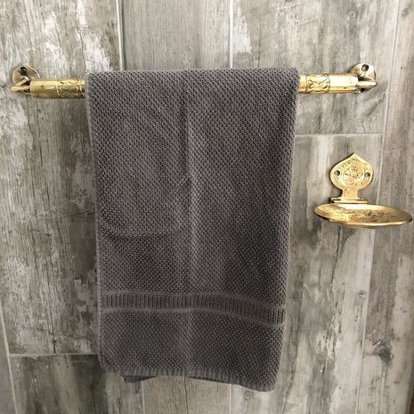 Brass handdoekhouder - Handgemaakt in Marokko - goudkleurig - 36cm