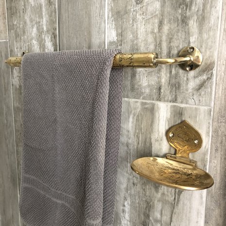 Brass handdoekhouder - Handgemaakt in Marokko - goudkleurig - 36cm