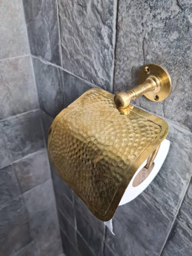 Verstrikking Catastrofe opstelling Goudkleurige brass toiletrolhouder