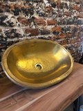 XXL brass wasbak 40x59cm Marokkaanse waskom hammered brass goudkleurig ovaal _