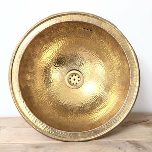 30-35 cm handmade Hammered brass / goudkleurige Marokkaanse waskom